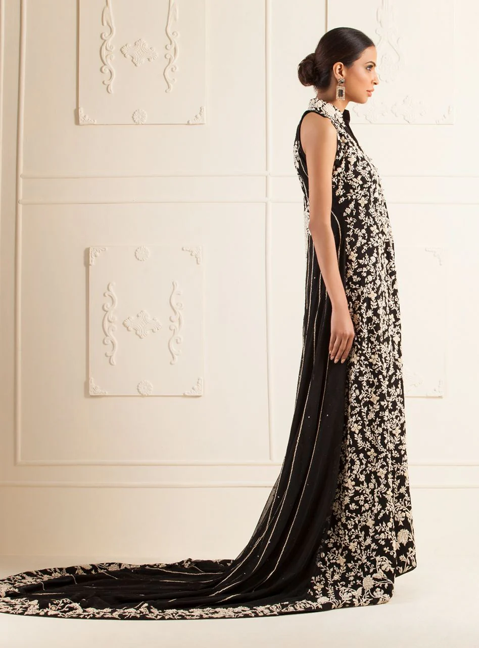 Front Open Black Dress - Image 3