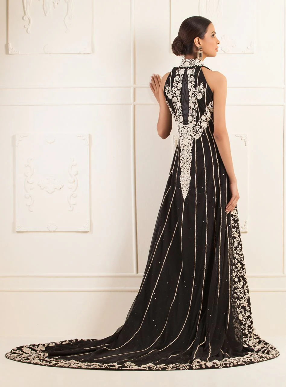 Front Open Black Dress - Image 4