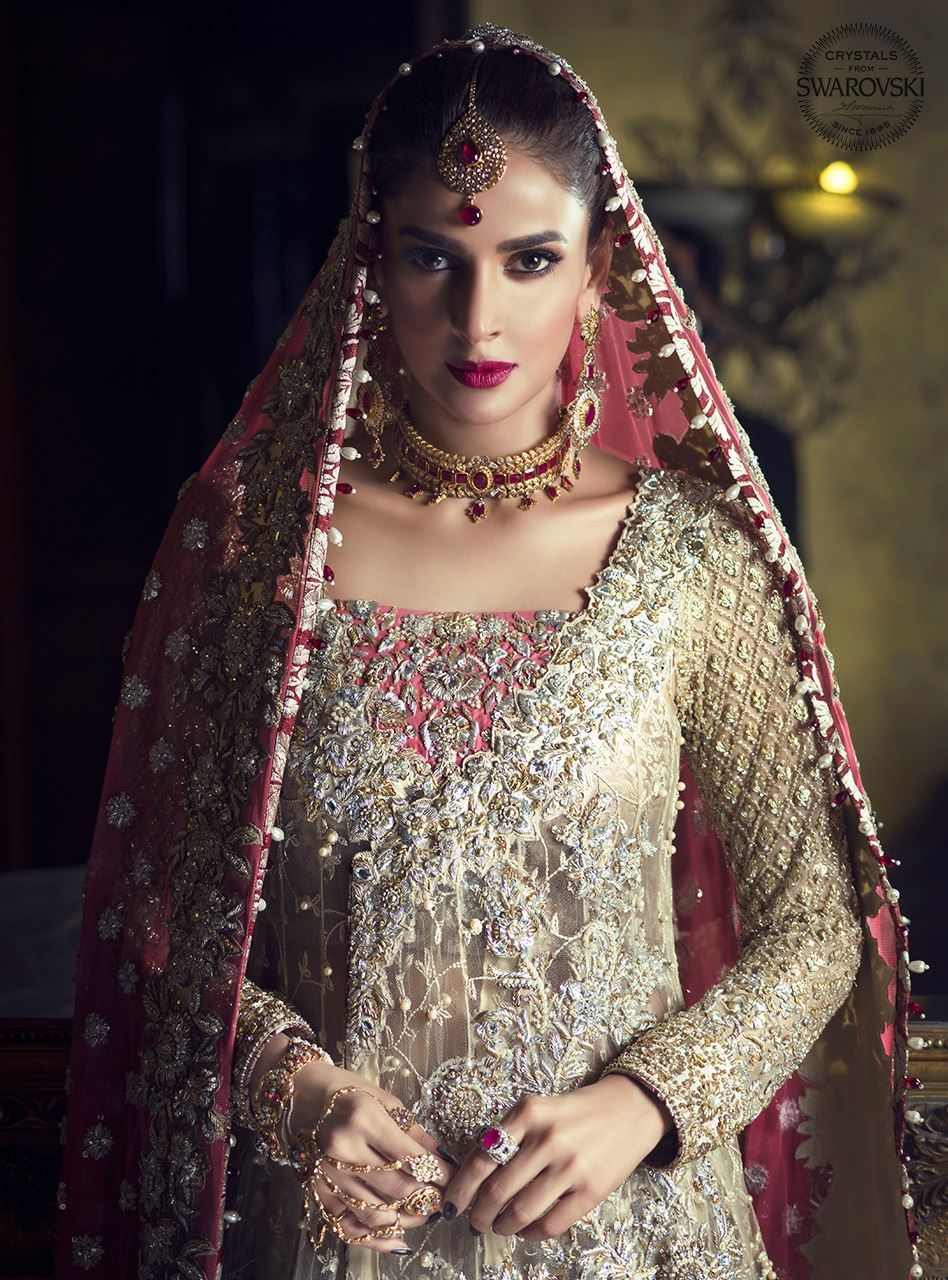 Gold Angarkha With Melon Pink Dupatta - Image 2