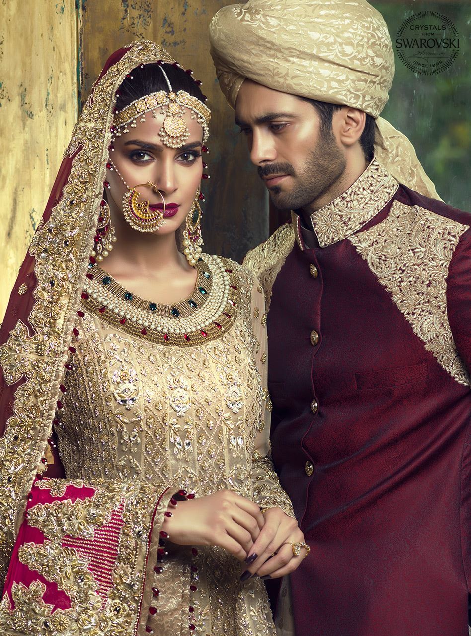 Gold Peplum With Gradient Maroon Dupatta - Image 3